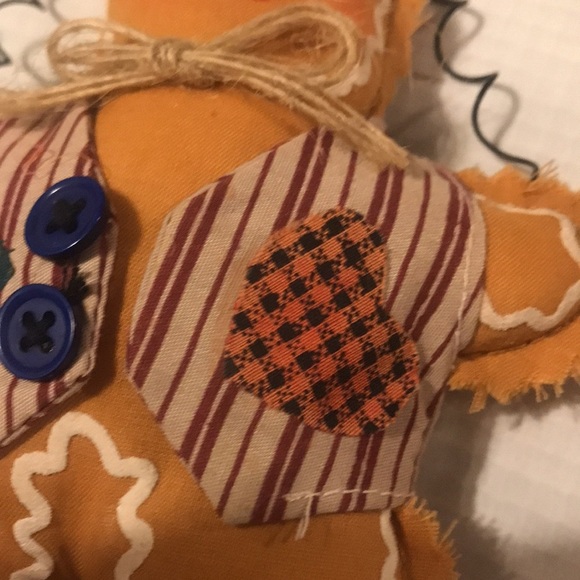 Vintage set if 3 ginger bread cookie Christmas tree ornaments & one canvas bag - Picture 11 of 16